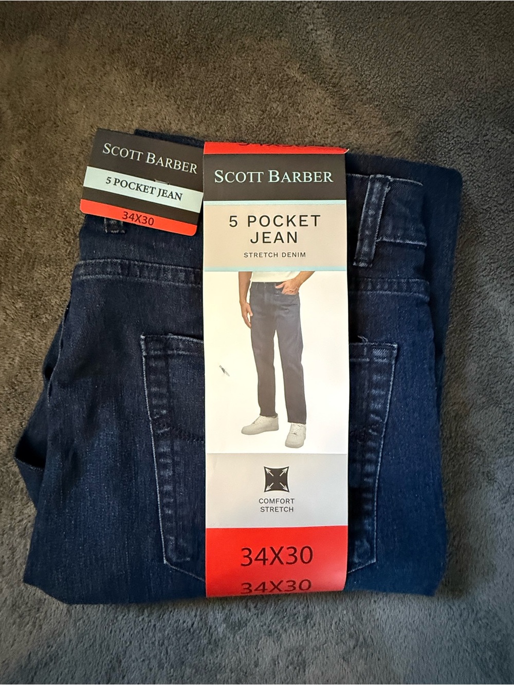 Scott Barber Straight Fit 5-Pocket Jeans - Dark Blue